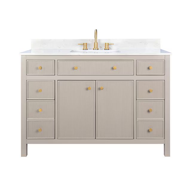 allen + roth Sandbanks 48-in Greige Undermount Single Sink Bathroom Vanity with White Engineered ... | Lowe's