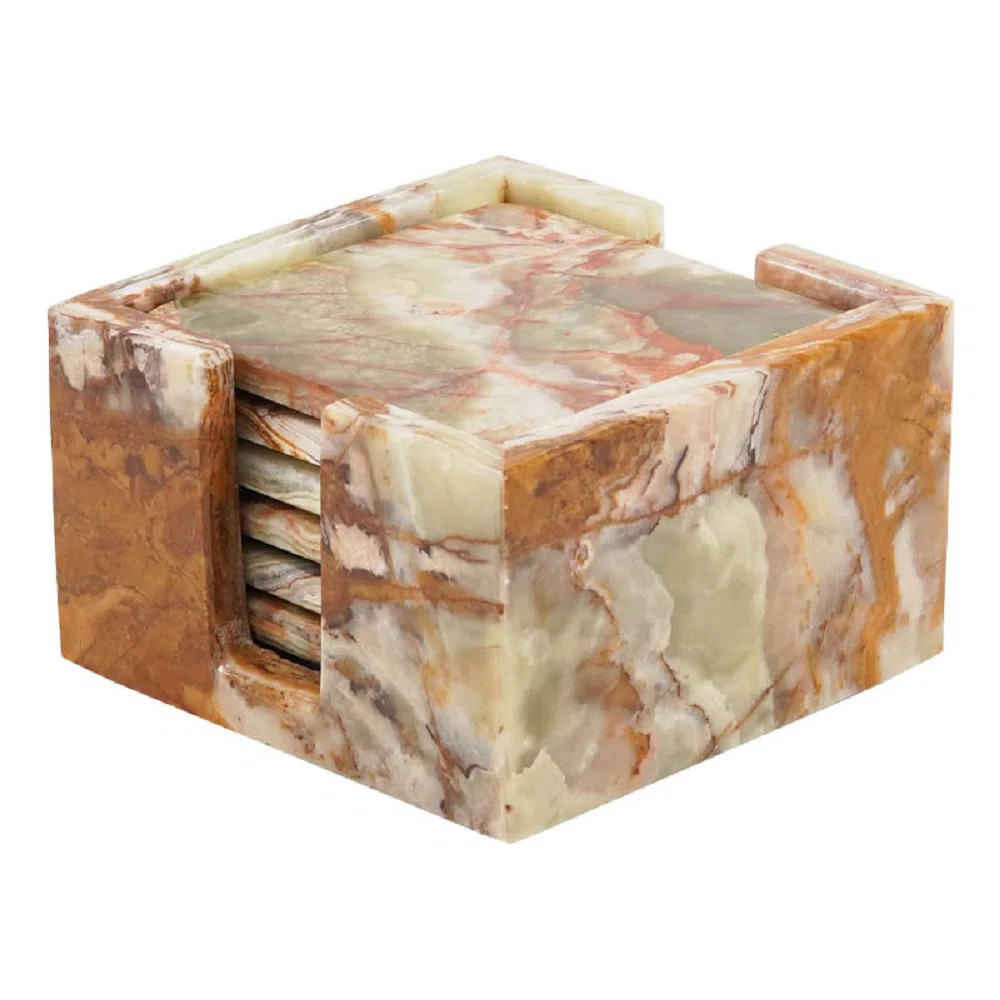 Marmor Krafts 1 Marble Square Coaster Set With Holder | Wayfair | Wayfair North America