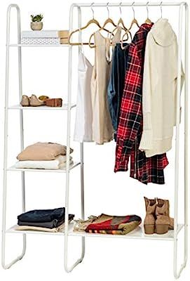 IRIS USA PI-B6 Garment Rack with Metal Mesh Shelves, White | Amazon (US)