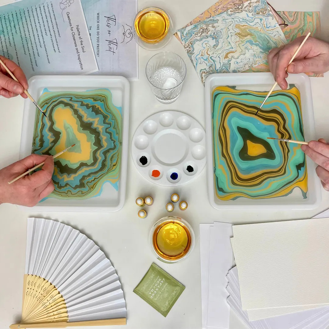 Date Night Box, Marbling Kit for Couples, Japanese Art Painting Craft Kit for Adults, Fun Gift Id... | Etsy (US)