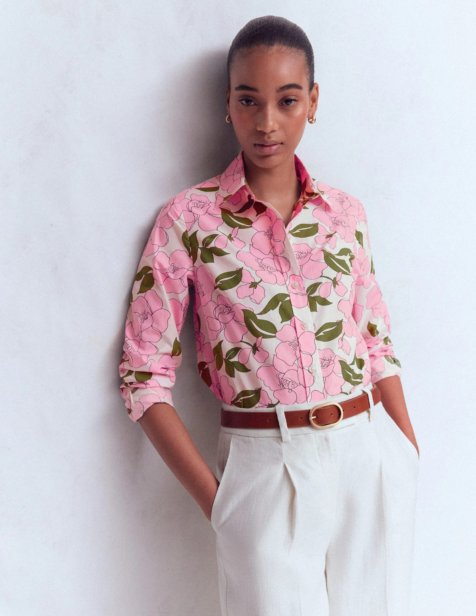 Sienna Cotton Shirt-Blossom Pink, Radiant Bloom | Boden (US)