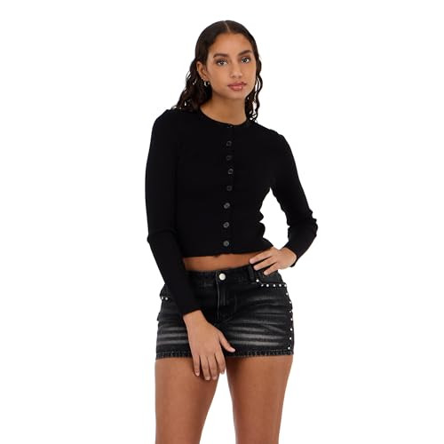 Forever 21 Women's Fine Gauge Rib Cardi, Color- Black, Size- Small | Amazon (US)