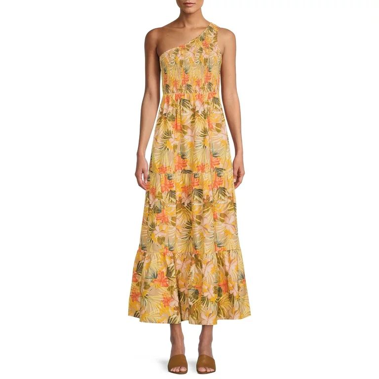 Time and Tru Women's One Shoulder Midi Dress | Walmart (US)