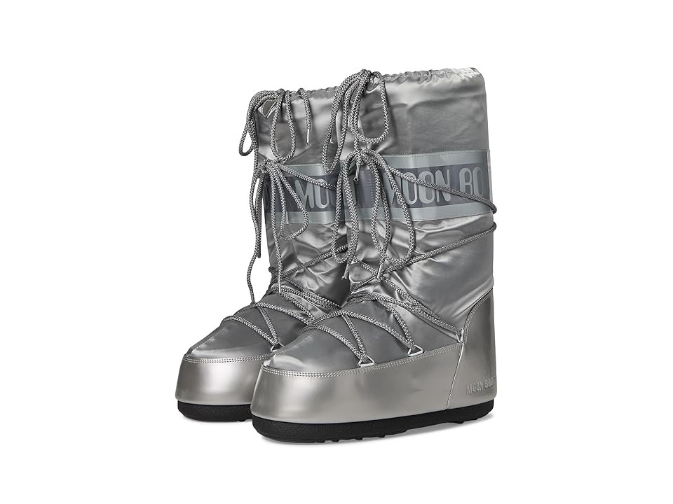 MOON BOOT Icon Glance Women's Cold Weather Boots Silver : 35/38 (US Women's 4.5-7) B - Medium, Synthetic | Zappos