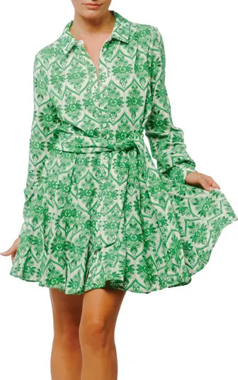 Serane Embroidered Long Sleeve Mini Shirtdress | Nordstrom