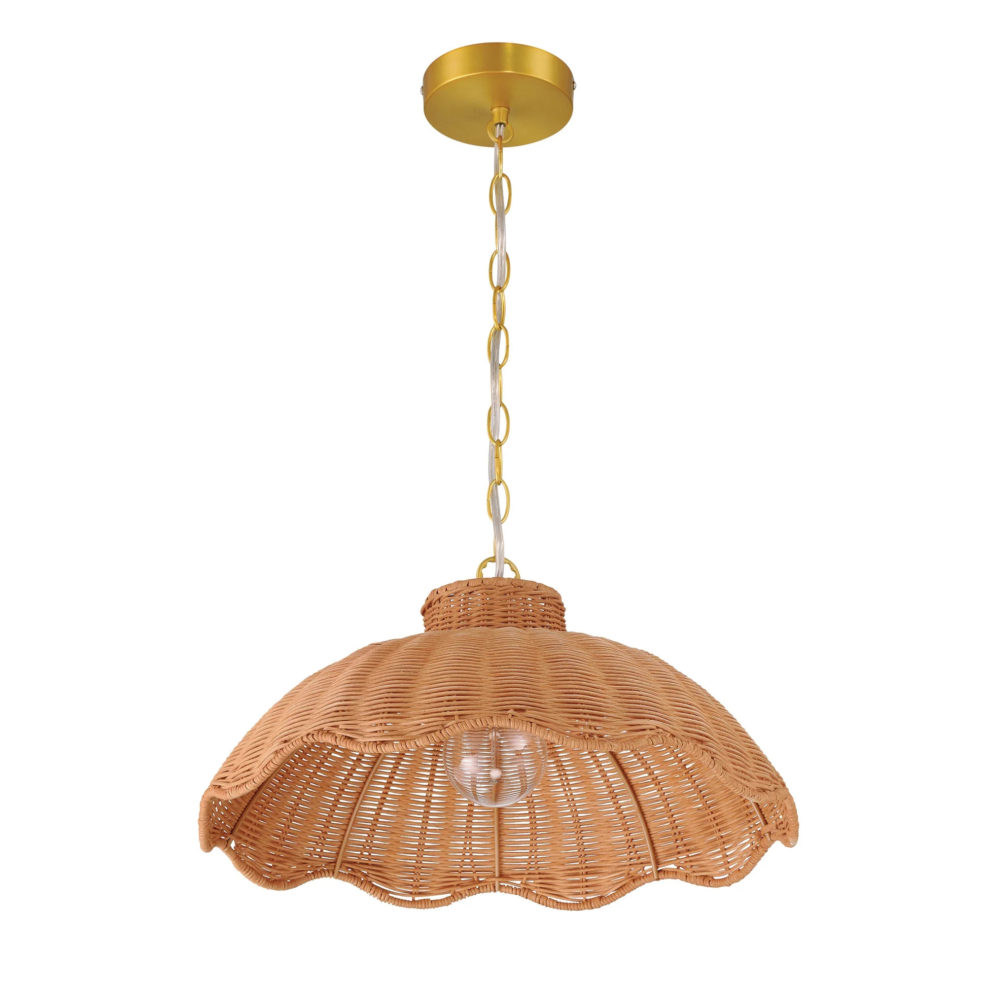 Creative Co-Op 60-Watt Small Scalloped Rattan Pendant Lighting, Natural - Walmart.com | Walmart (US)