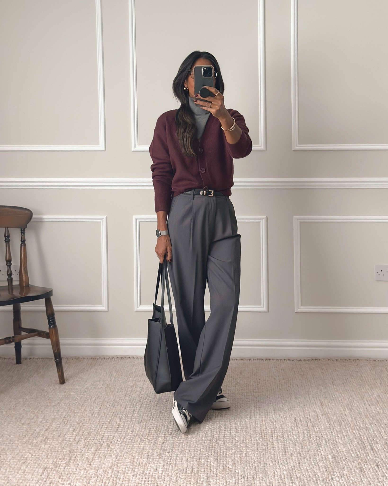 Cardigan - wearing size small

High waist wide leg trousers - wearing my regular size - UK size 8. If you’re around my height -5’5, you may need to hem them along the back like I have as they are a little long but would be fine with heels/boots.

#LTKeurope #LTKautumn