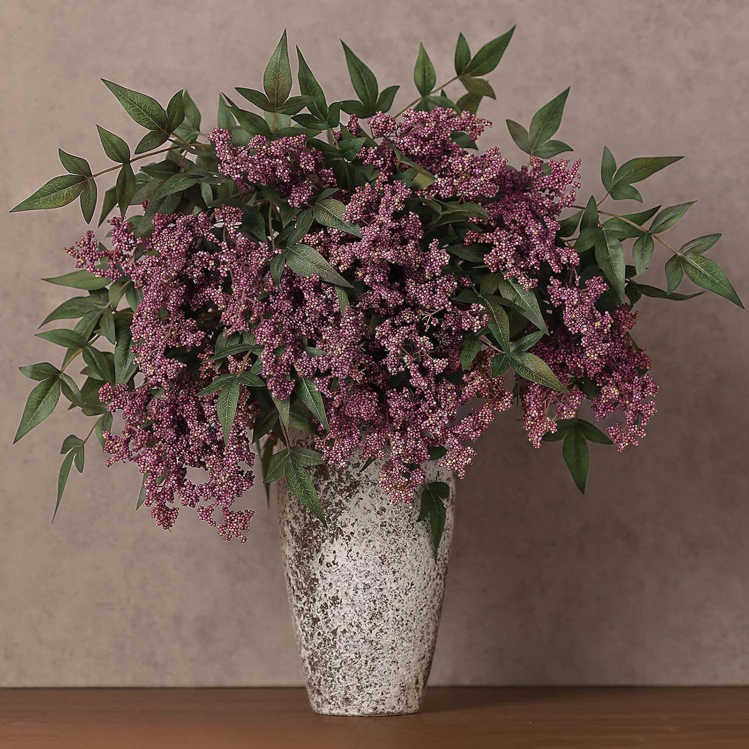 4 Pcs 36" Artificial Nandina Berry Stem, Fake Branches for Vase(Dusty Plum) | Amazon (US)