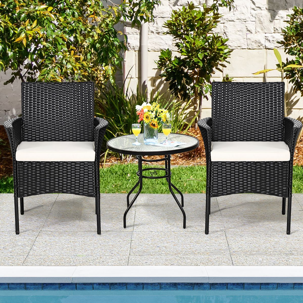 Costway 2PCS Chairs Outdoor Patio Rattan Wicker Dining Arm Seat With Cushions | Target