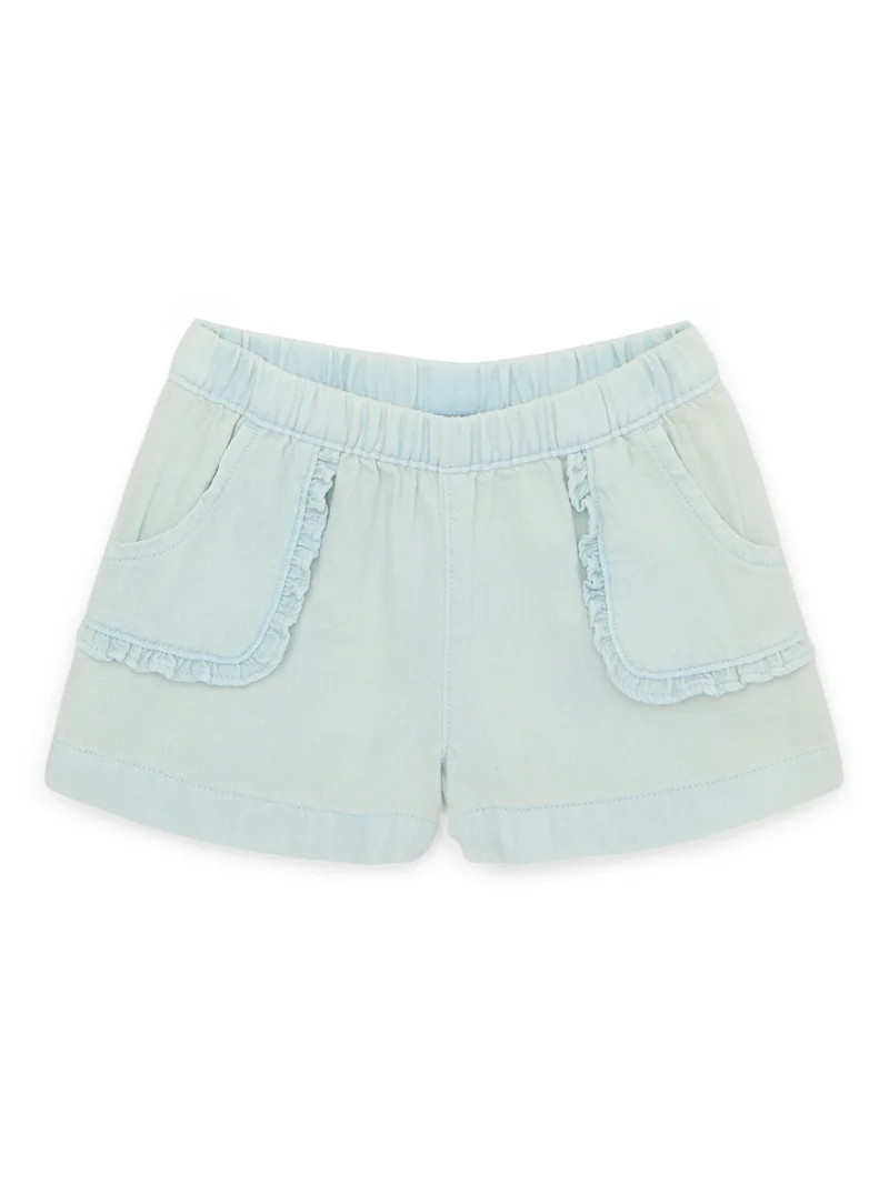 Garanimals Baby Girl Denim Ruffle Pocket Shorts, Sizes 0-24 Months - Walmart.com | Walmart (US)