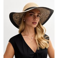 Stone Animal Print Brim Straw Floppy Hat New Look | New Look (UK)