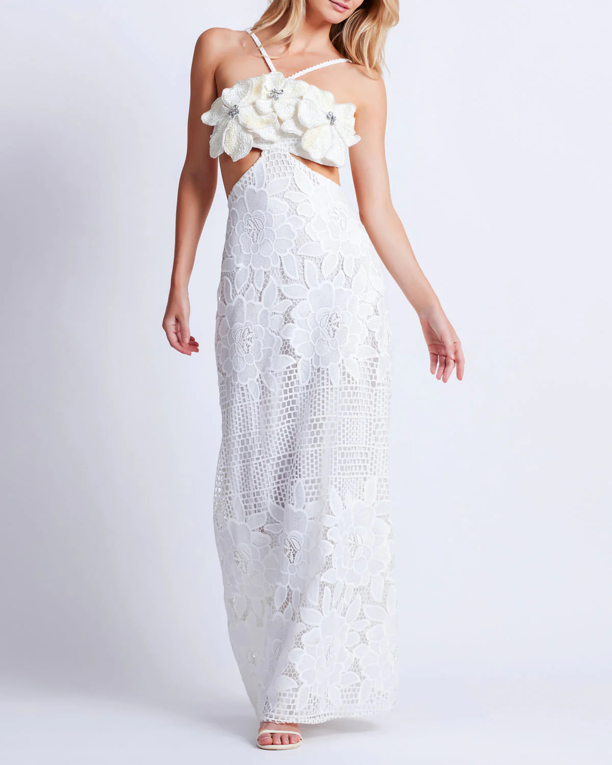 Flower Embroidered Maxi Dress | PatBO