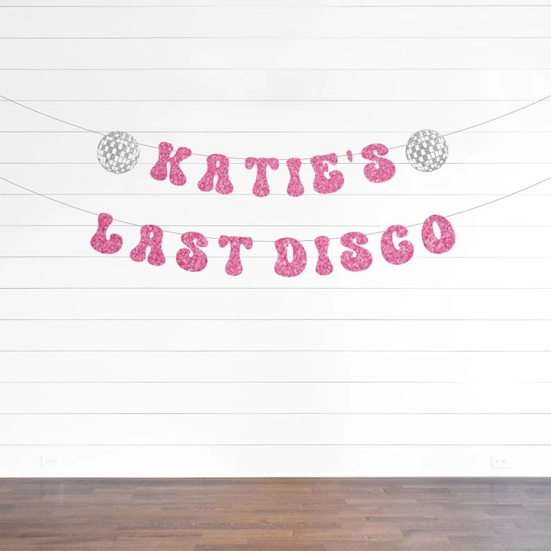 Last Disco Retro Bachelorette Party Glitter Banner, Custom Glitter Party Banner - Etsy | Etsy (US)