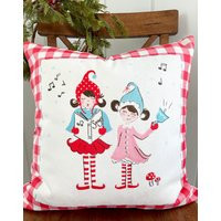 Singing Pixies Caroling Christmas Winter Pillow, Throw Decorative Pillow - Pixie Noel | Etsy (US)