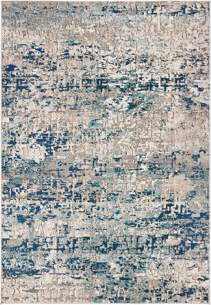 SAFAVIEH Madison Collection Accent Rug - 2'2" x 4', Grey & Blue, Modern Abstract Design, Non-Shed... | Amazon (US)