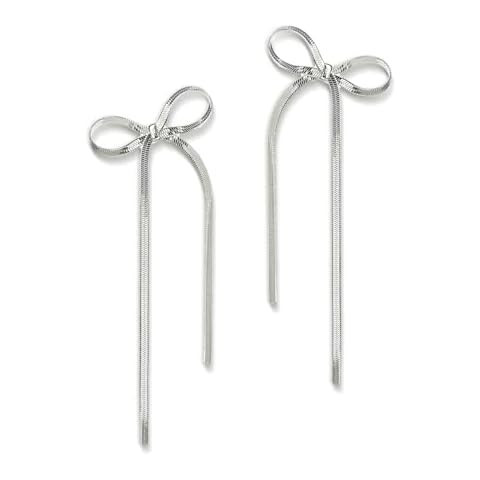 Bow Earrings Rhinestone Bow Tassel Earrings for Women Girls Long Crystal Statement Dangle Earring... | Amazon (US)
