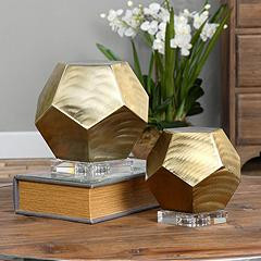 Pentagon Bronze Cubes Sculptures - Set of 2 by Uttermost | www.lampsplus.com | LampsPlus.com
