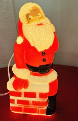 Vtg Santa Blow Mold Light 13.5” Sitting on Chimney Christmas Holiday Decoration | eBay US