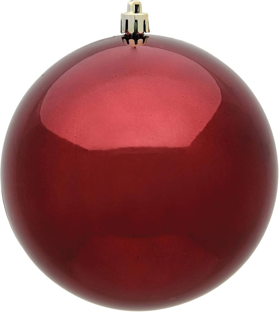 Vickerman 6" Burgundy Shiny Ball Ornament - Shatterproof & UV Resistant Plastic - Drilled Cap with F | Amazon (US)
