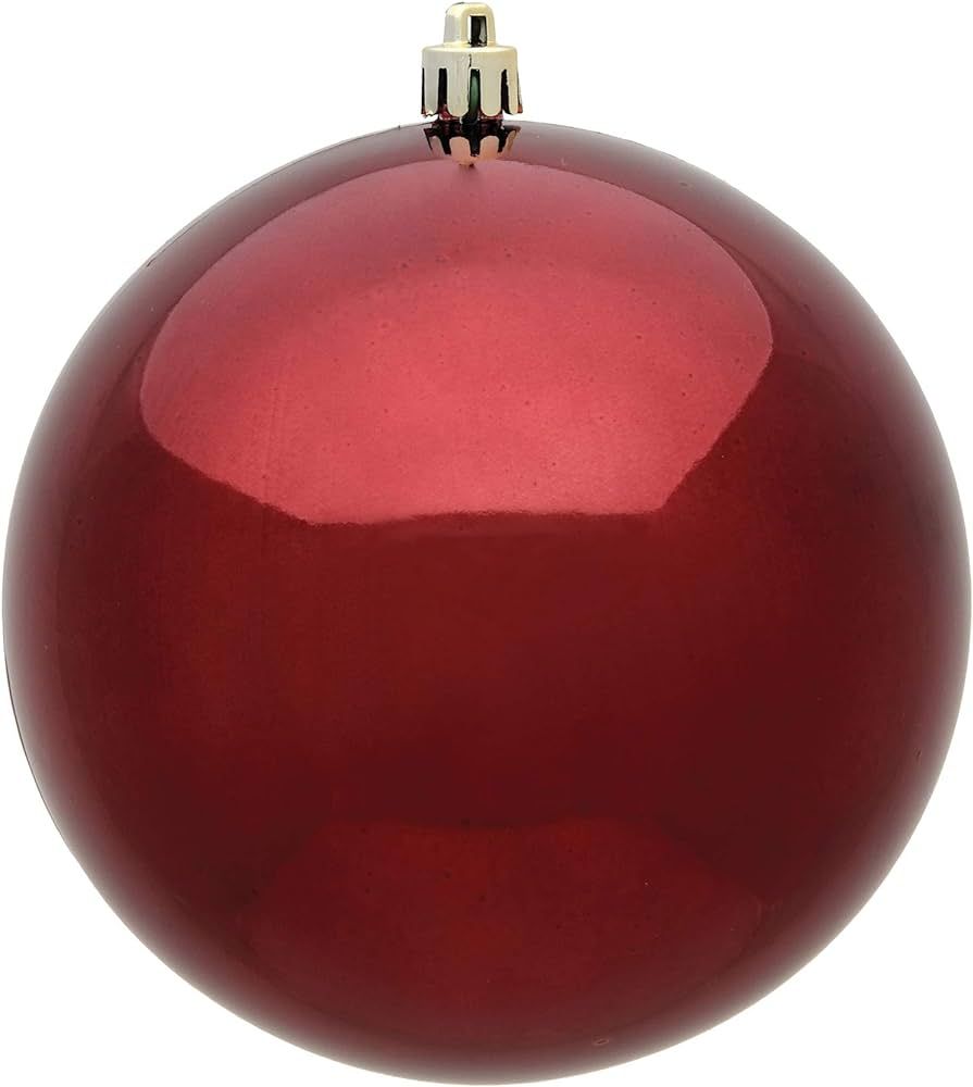 Vickerman 6" Burgundy Shiny Ball Ornament - Shatterproof & UV Resistant Plastic - Drilled Cap with F | Amazon (US)