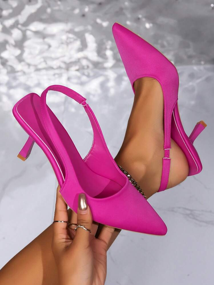 Pointed Toe High Heels, Thin Heel, Pumps, Elegant Closed Toed Sandals, Medium Heels, Slingback De... | SHEIN