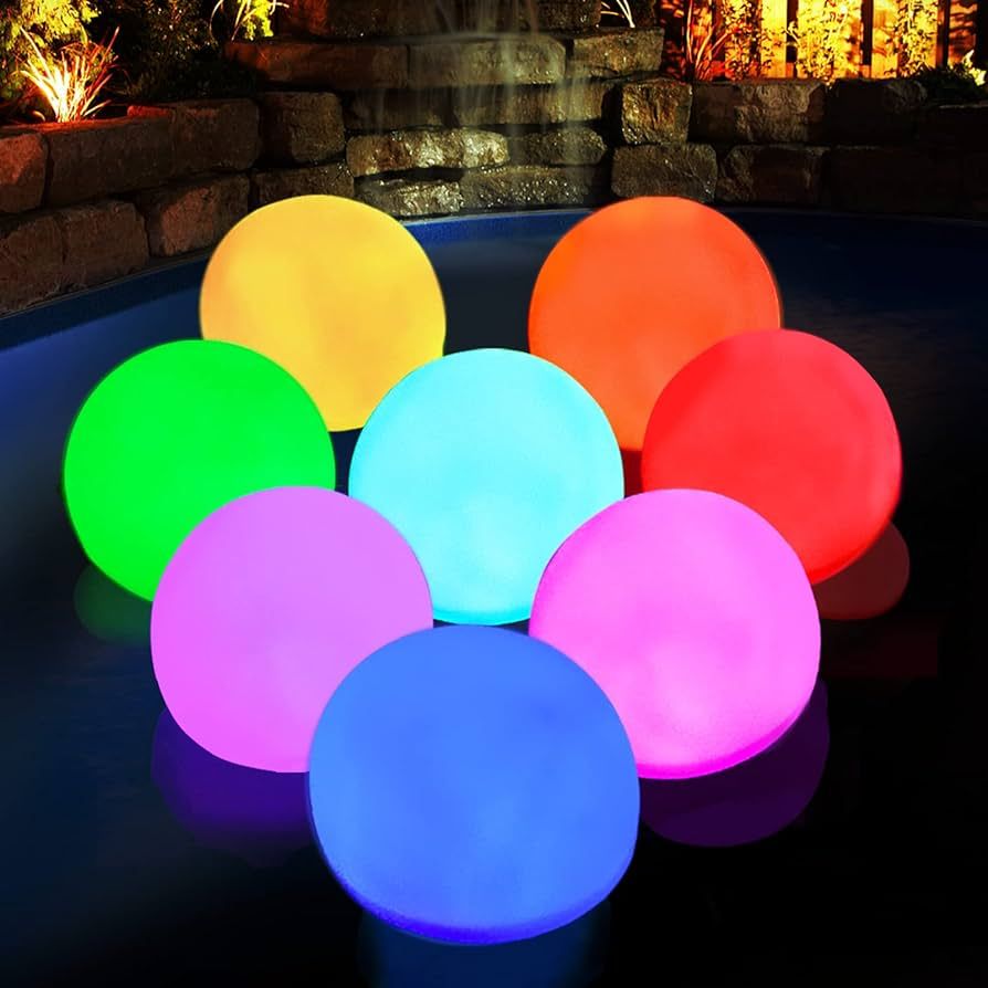 Floating Pool Lights, IP68 Waterproof Led Pool Glowing Ball Lights, RGB Color Changing Pool Acces... | Amazon (US)