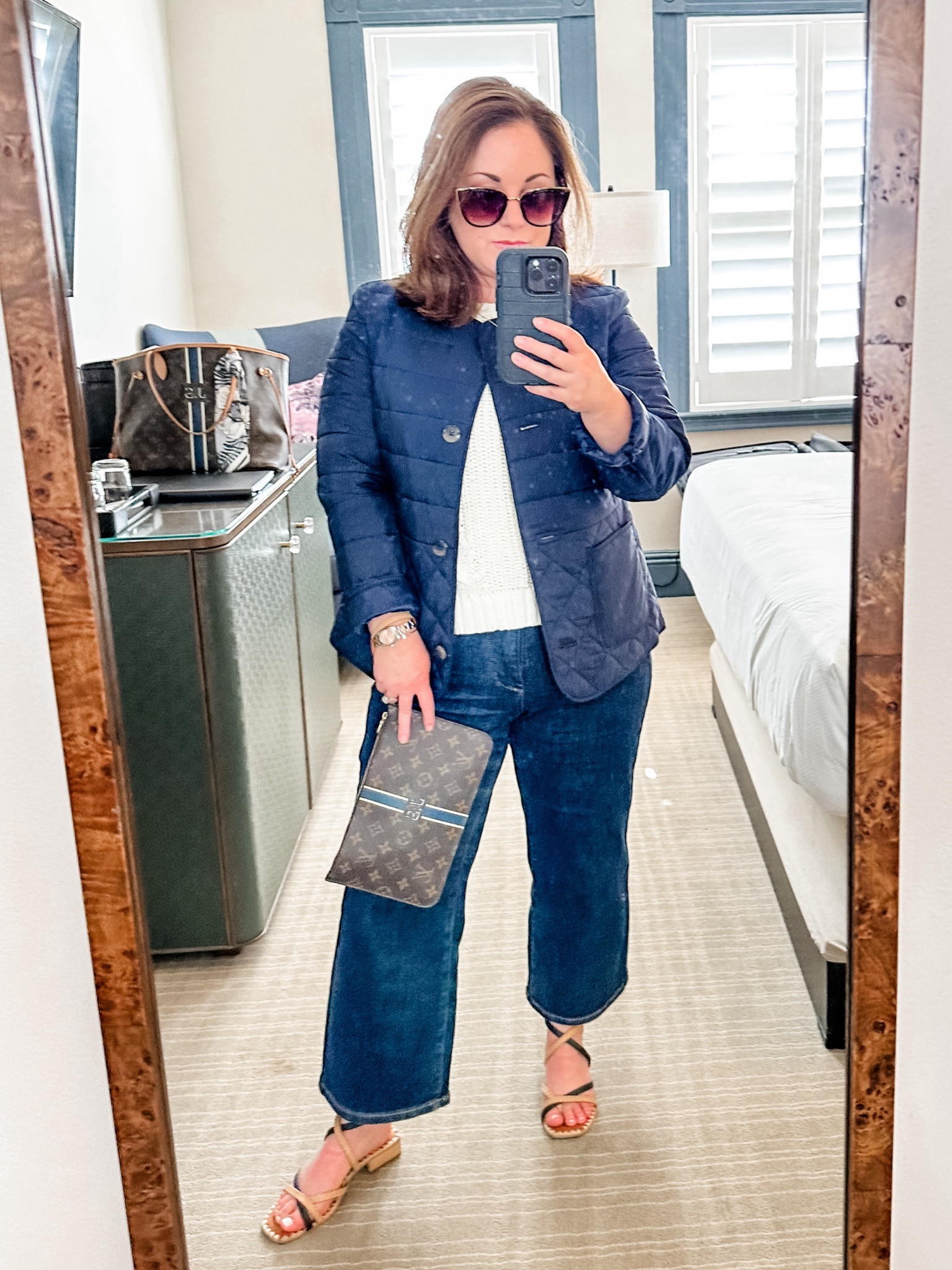 Travel Day Outfit Idea! #talbots #casuallook #dolcevita #jeans #sandals #spring #lightweightjacket 

#LTKshoecrush #LTKtravel #LTKover40