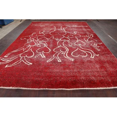 One-of-a-Kind Hand-Knotted 1950s 8'11" x 12'4" Wool Area Rug in Red/White | Wayfair North America
