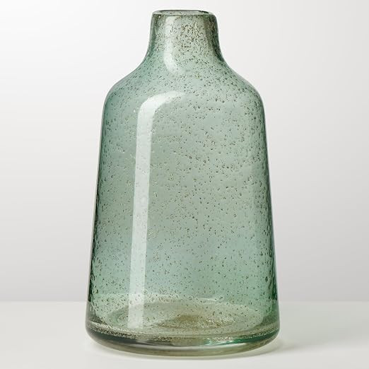 Torre & Tagus 10 Inch Tall Green Glass Vase with Gold Flakes, Mouth Blown Glass Vases Green Flowe... | Amazon (US)