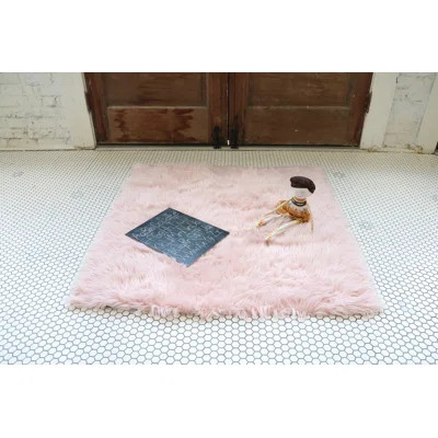 Pullman Blush Faux Fur Pink Area Rug Harriet Bee | Wayfair North America