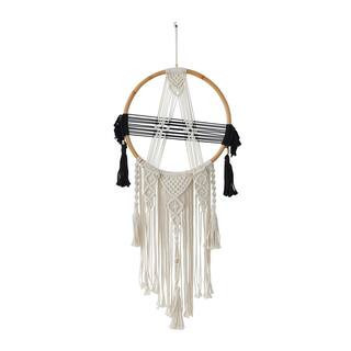 47 in. x 18 in. Black Fabric Bohemian Macrame Wall Decor | The Home Depot