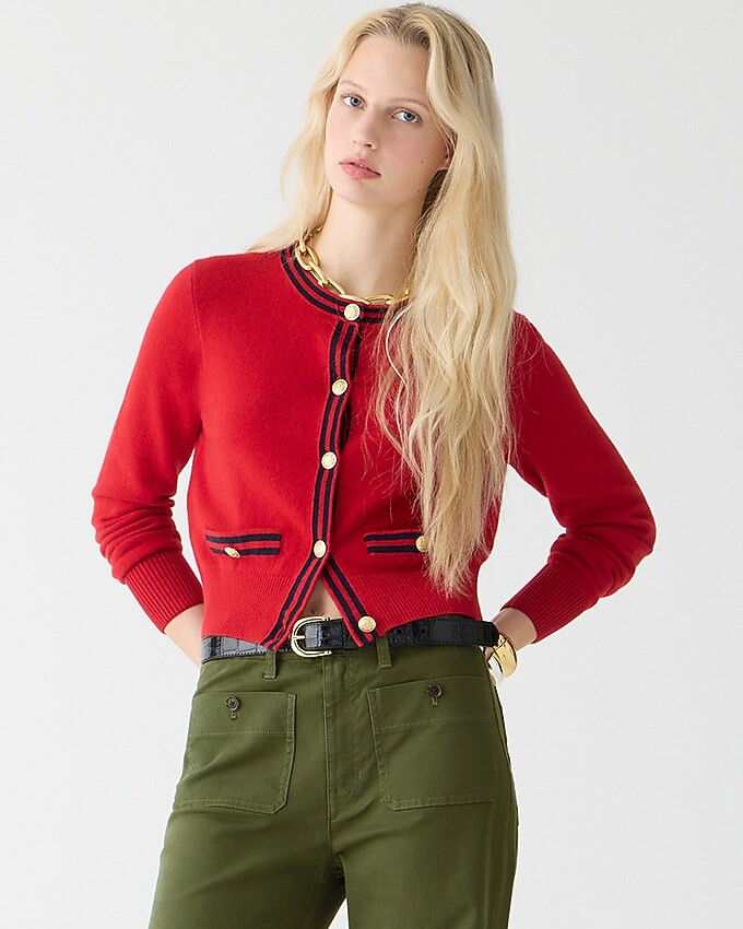 Cashmere sweater lady jacket with contrast trim | J. Crew US