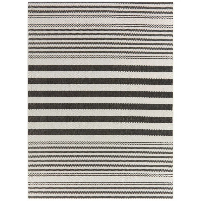 Paterson Striped Black/White Indoor / Outdoor Area Rug | Wayfair Professional