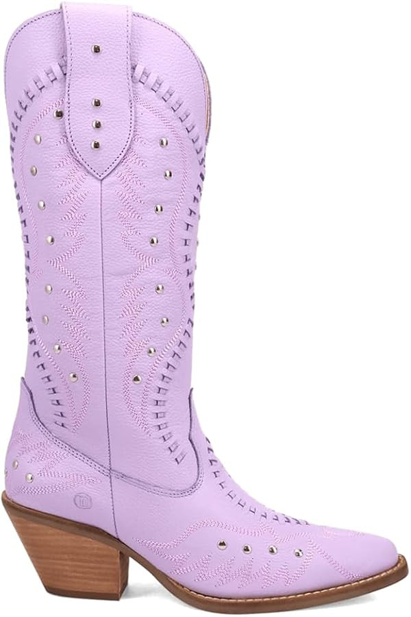 Dingo Womens Pretty N' Pink Embroidered Studded Snip Toe Pull On Casual Boots Mid Calf Mid Heel 2... | Amazon (US)