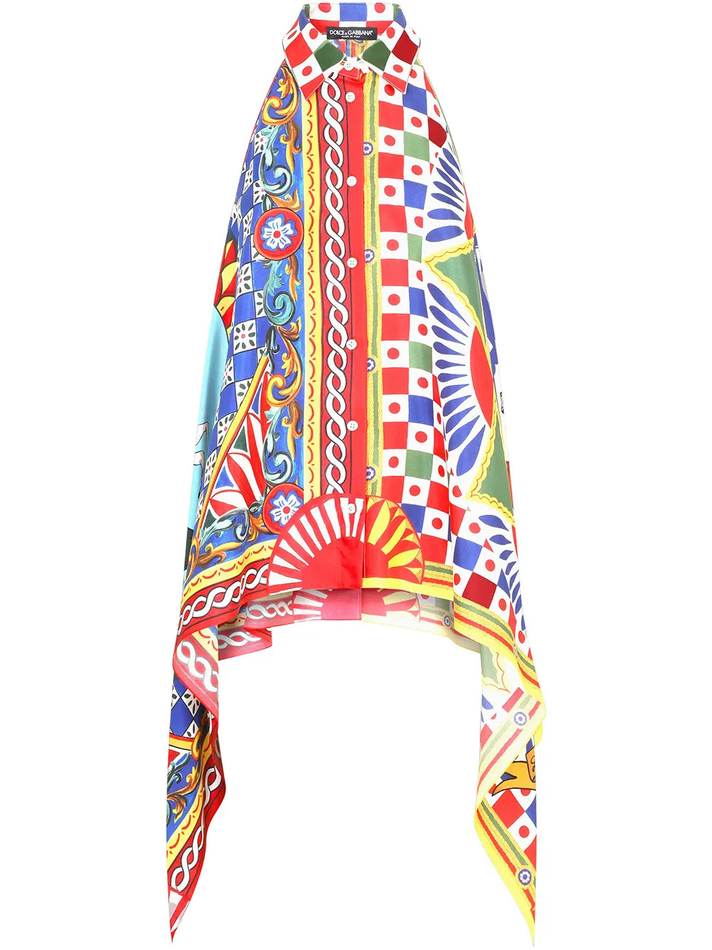 Carretto-print twill halterneck top | Farfetch Global