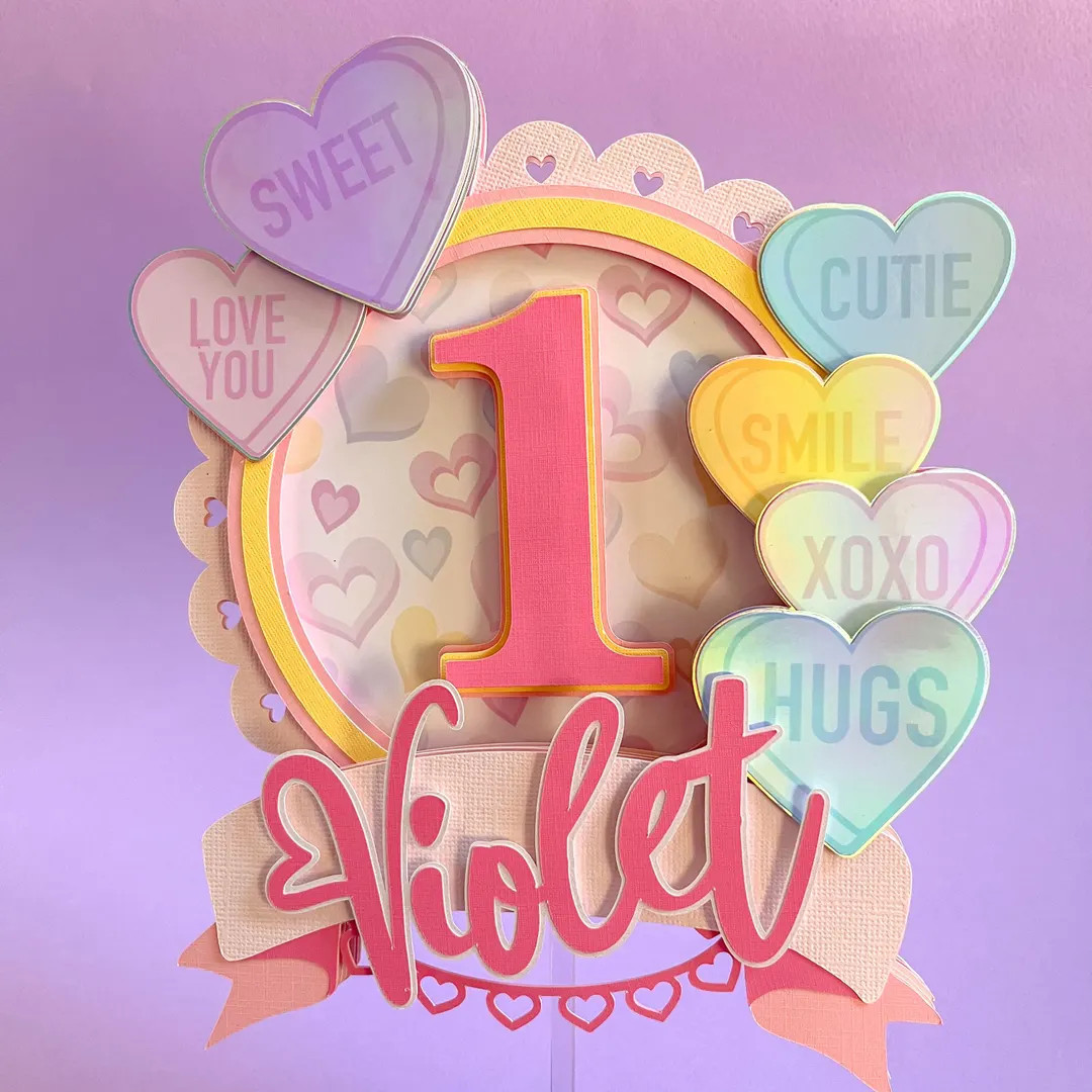 Conversation Heart Cake Topper Valentines Birthday Decorations Our Little Sweetheart is ONE Theme... | Etsy (US)