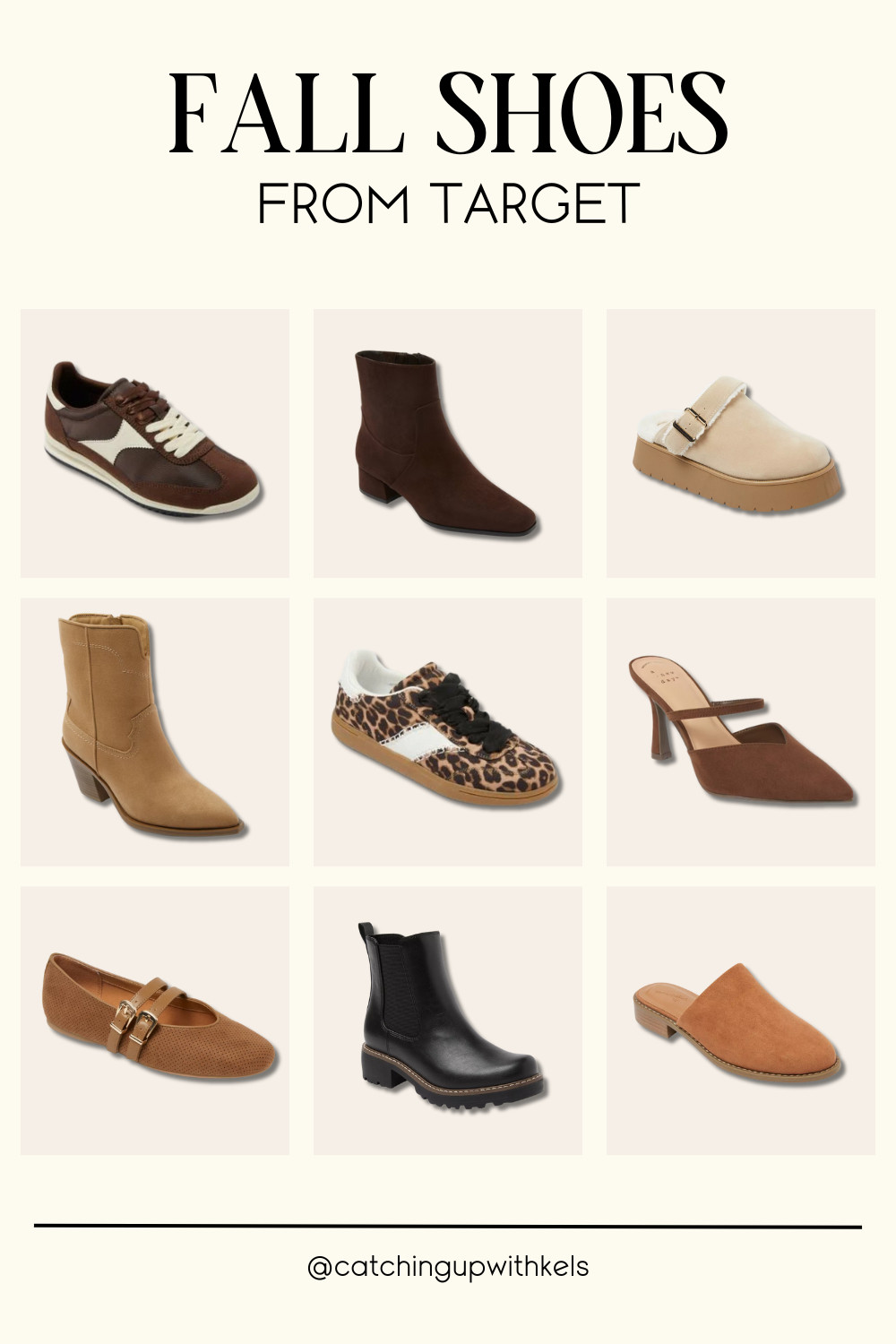 Step into fall in style 🍂👢 Target’s fall shoe lineup has everything from cozy boots to chic flats—your autumn wardrobe upgrade starts here! #TargetStyle #FallShoes #OOTDReady” 

 