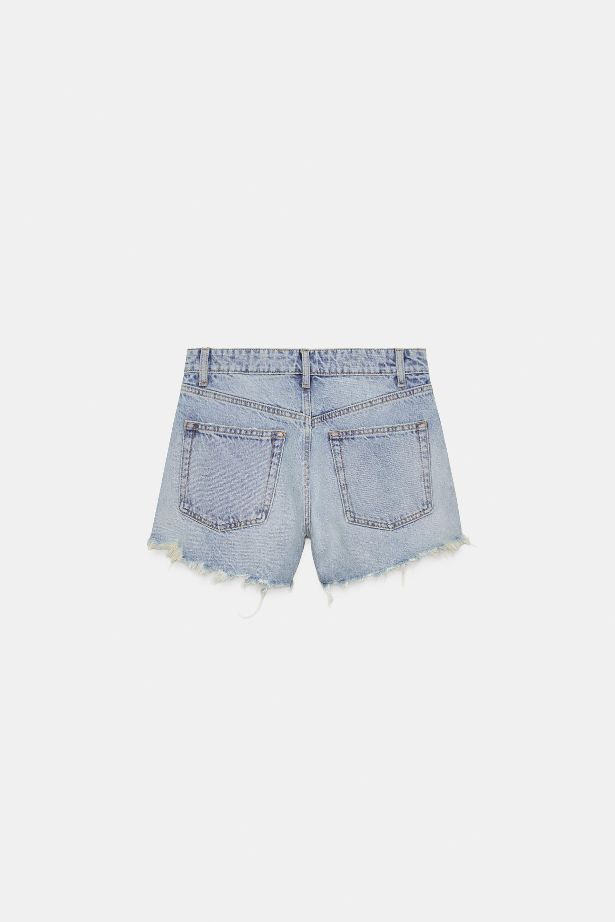 TRF CURVED HIGH-WAIST DENIM SHORTS | Zara UK