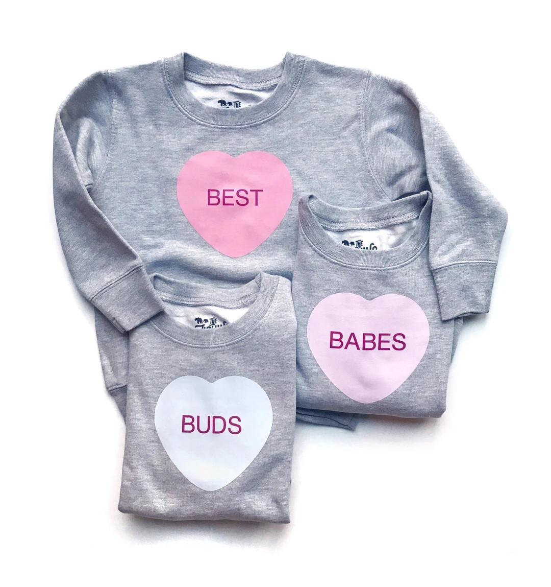 Best Babes/Buds Conversation Heart Sweatshirt, minimalist, unisex, Valentine's Day, siblings, bes... | Etsy (US)