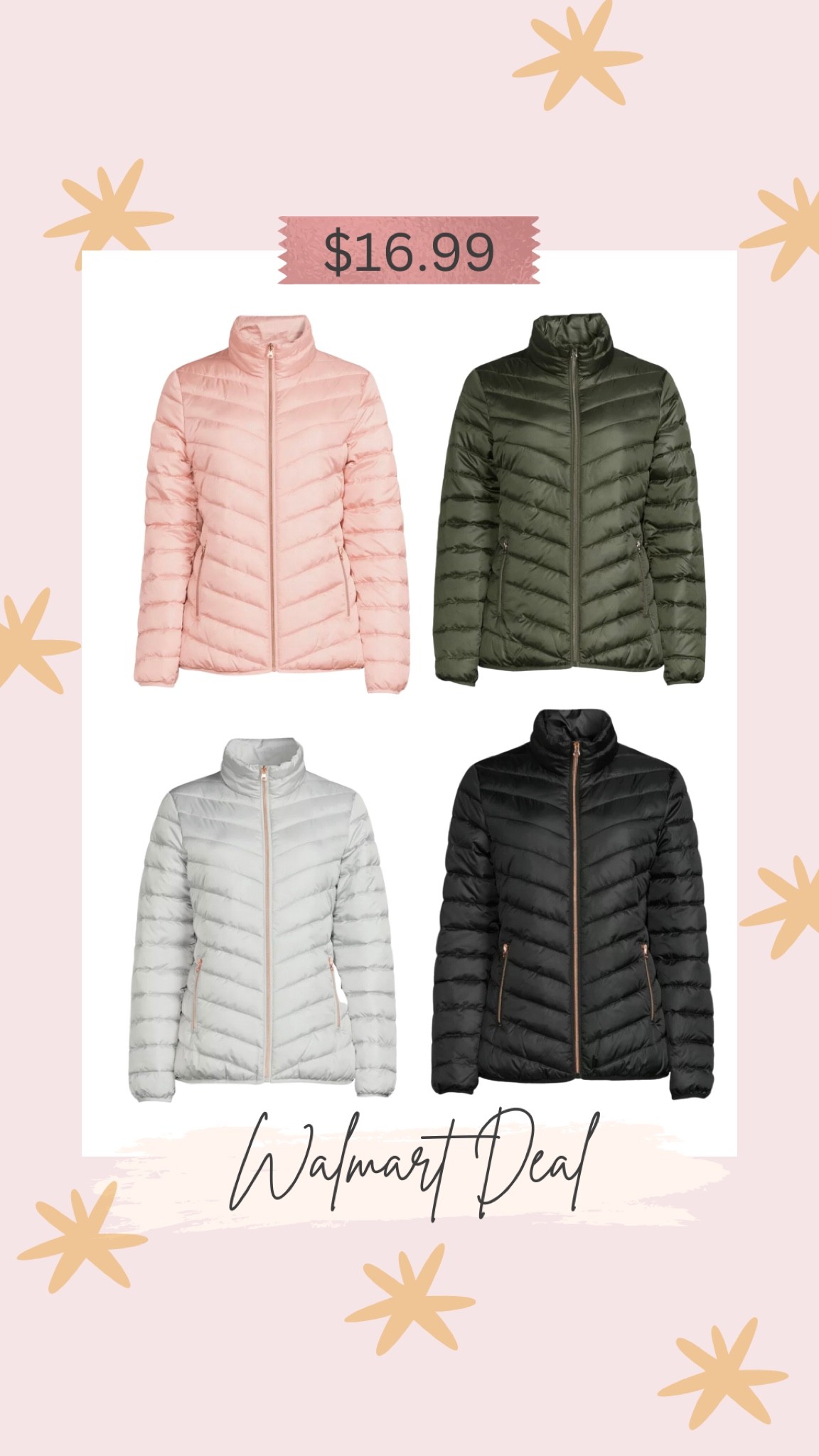 Walmart Deal Alert! Women’s Puffer Jacket. Available in so many cute colors for the Fall & Winder seasons at a price you can’t beat! 

#LTKunder50 #LTKsalealert #LTKSeasonal