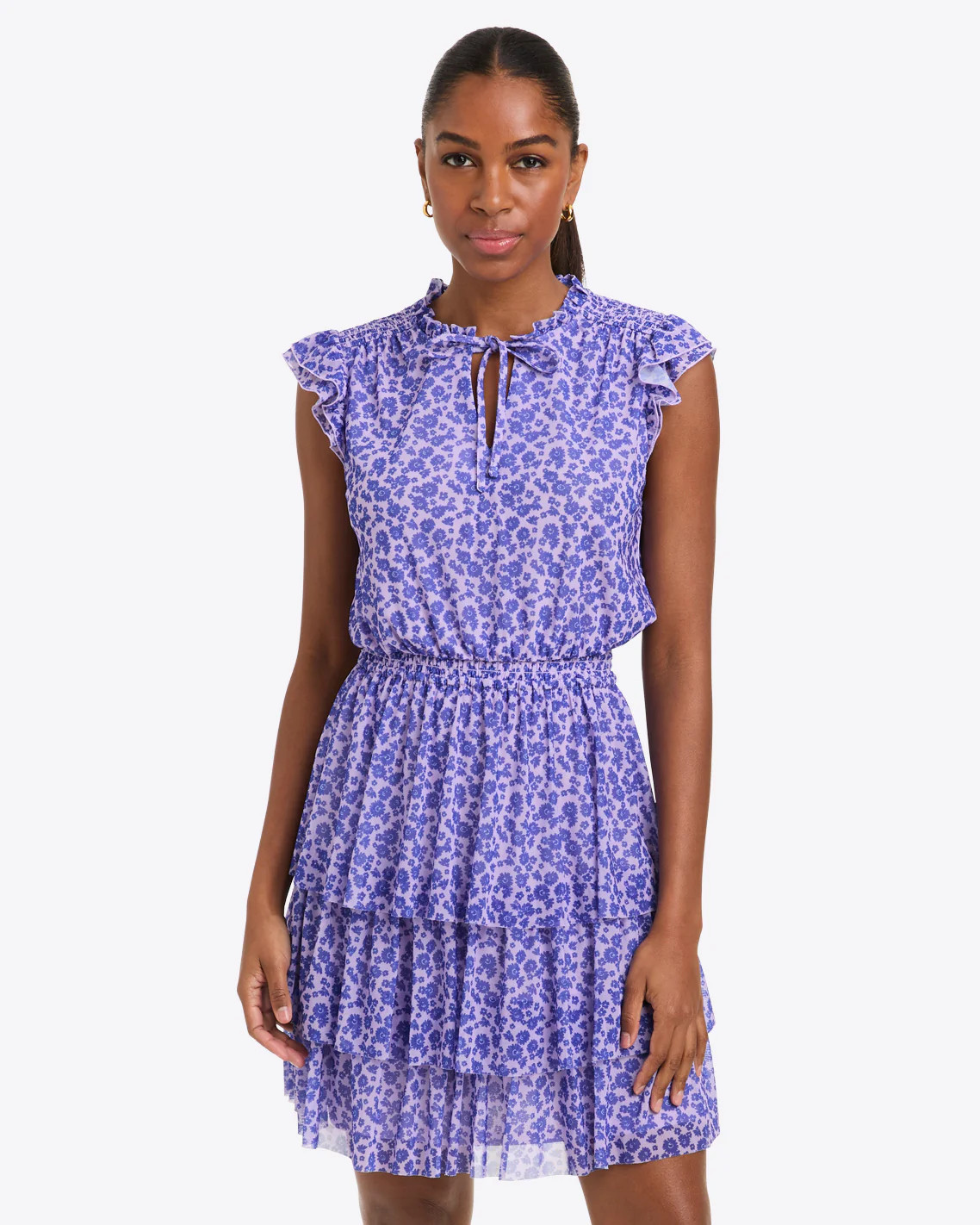 Alana Tiered Mini Dress in Stretch Mesh | Draper James (US)