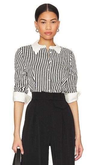 Melia Fitted Dart Button Up Top in Joy Stripe | Revolve Clothing (Global)