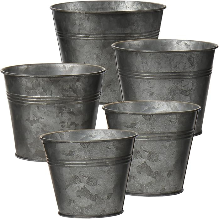 Briful 5 Size Galvanized Planters Rustic Farmhouse Metal Galvanized Flower Buckets, Vintage Garde... | Amazon (US)