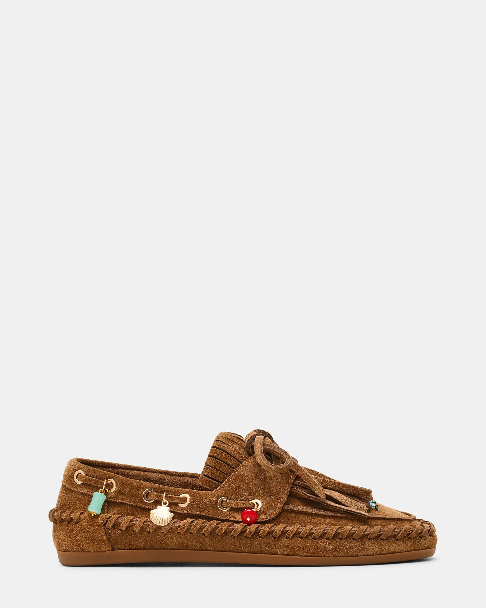 SAMUAL CHARM Chestnut Suede Fringe Boat Women's Loafer | Steve Madden (US)