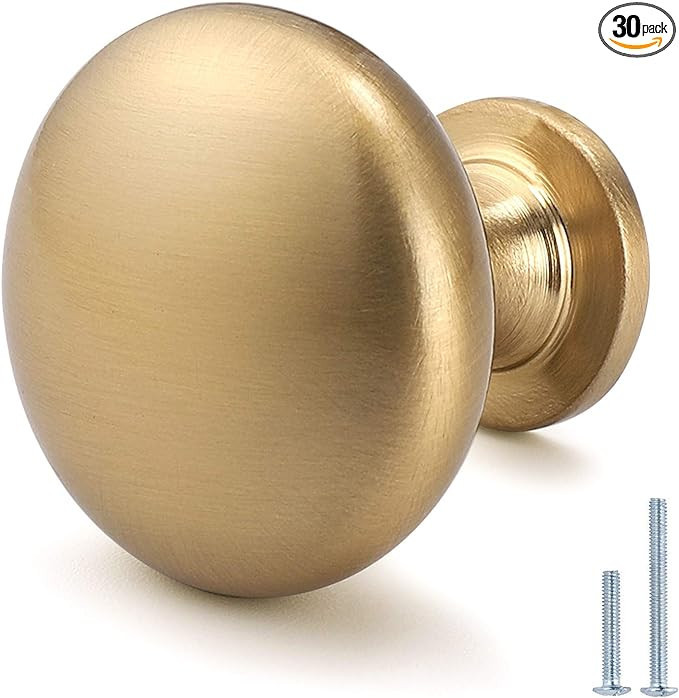 30 Pack-Solid Drawer Knob Brass,Champagne Bronze Cabinet Knob Euro Style, Dresser Cupboard Hardwa... | Amazon (US)