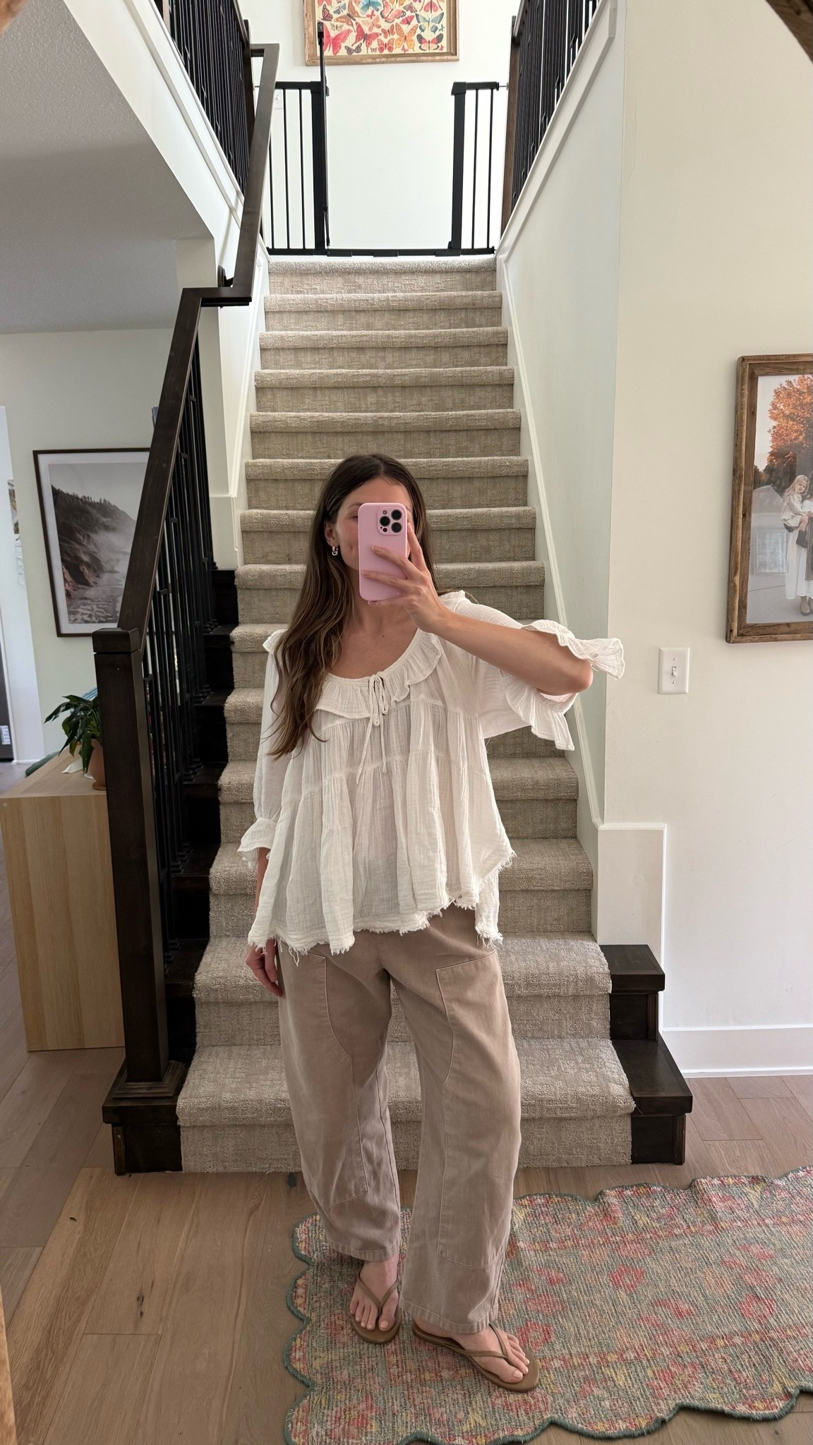 yesterdays fit! wearing a medium and pants, love the style, shirt is old free people looked a look for less option (would size up for similar fit)! 

￼Early fall outfit, mom style

#LTKootd