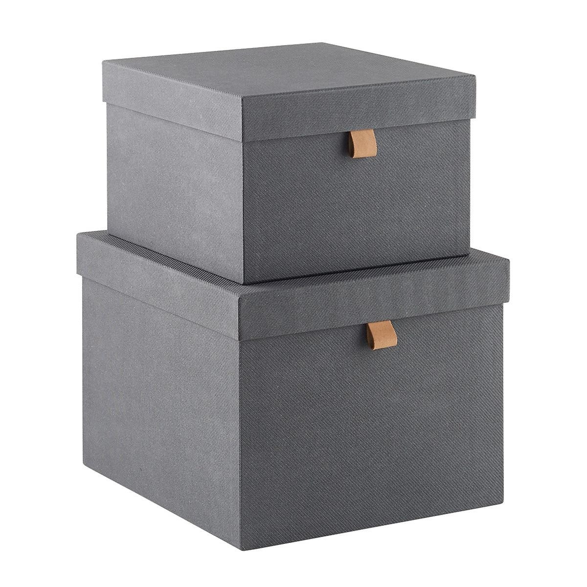 Bigso Herringbone Small Storage Box Charcoal | The Container Store