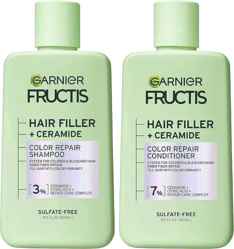Amazon.com : Garnier Fructis Hair Filler Color Repair Shampoo and Conditioner Set, Hair Care for ... | Amazon (US)