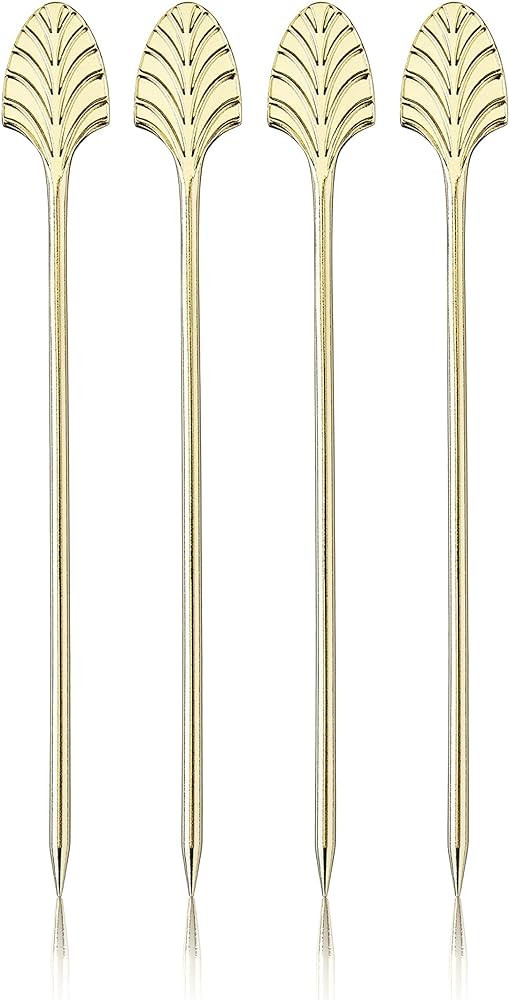 Viski Gold Art Deco Cocktail Picks, Stainless Steel Cocktail Picks for Drinks, Garnish Picks, Coc... | Amazon (US)