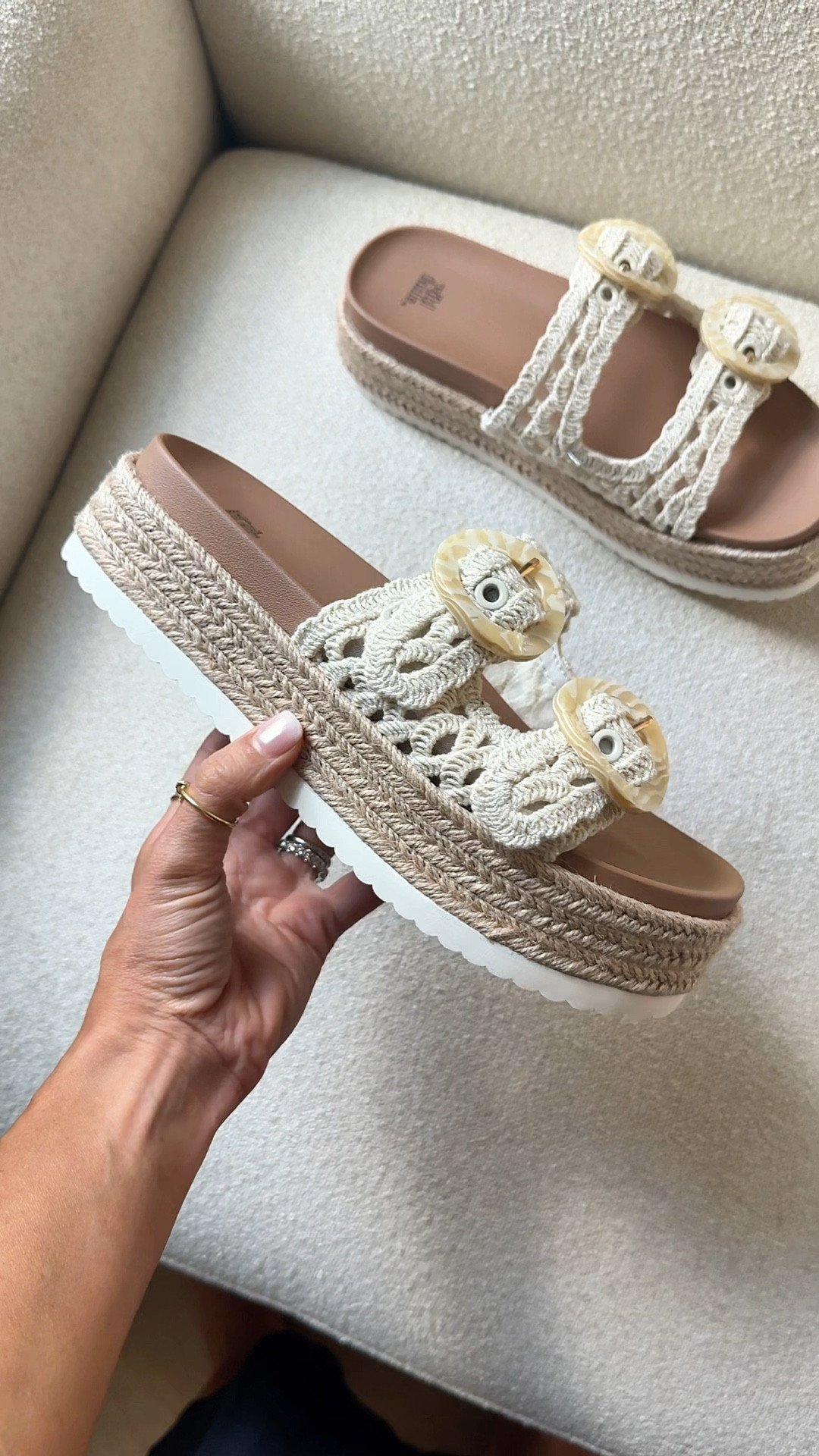 New Target platform slide sandals! TTS for me. Love the buckle detailing. Spring shoes. Summer shoes. Slide sandals. Neutral sandals. Target new arrivals. Target sandals. Target shoes. Woven flat sandals. Vacation outfits. Beach vacation.

#LTKTravel #LTKootd #LTKSwim